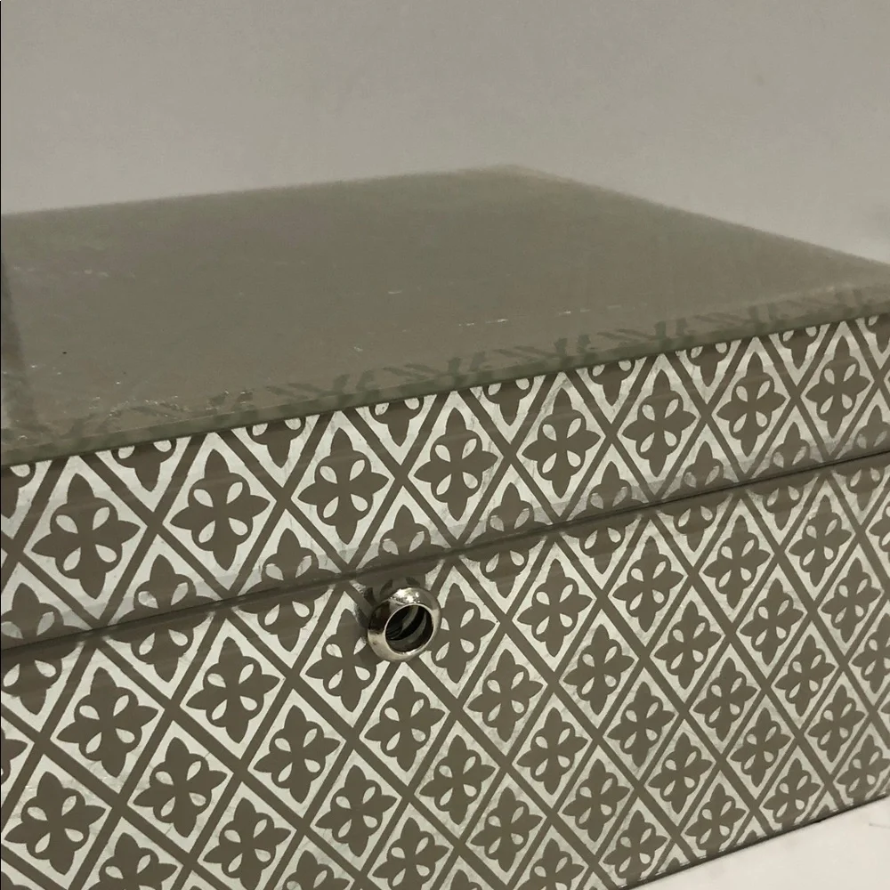 NWT: West Elm Gray Patterned Storage Box/Jewelry Box